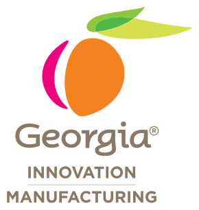 Graphic of a peach on top with Georgia written in the middle, and Innovation Manufacturing written underneath it